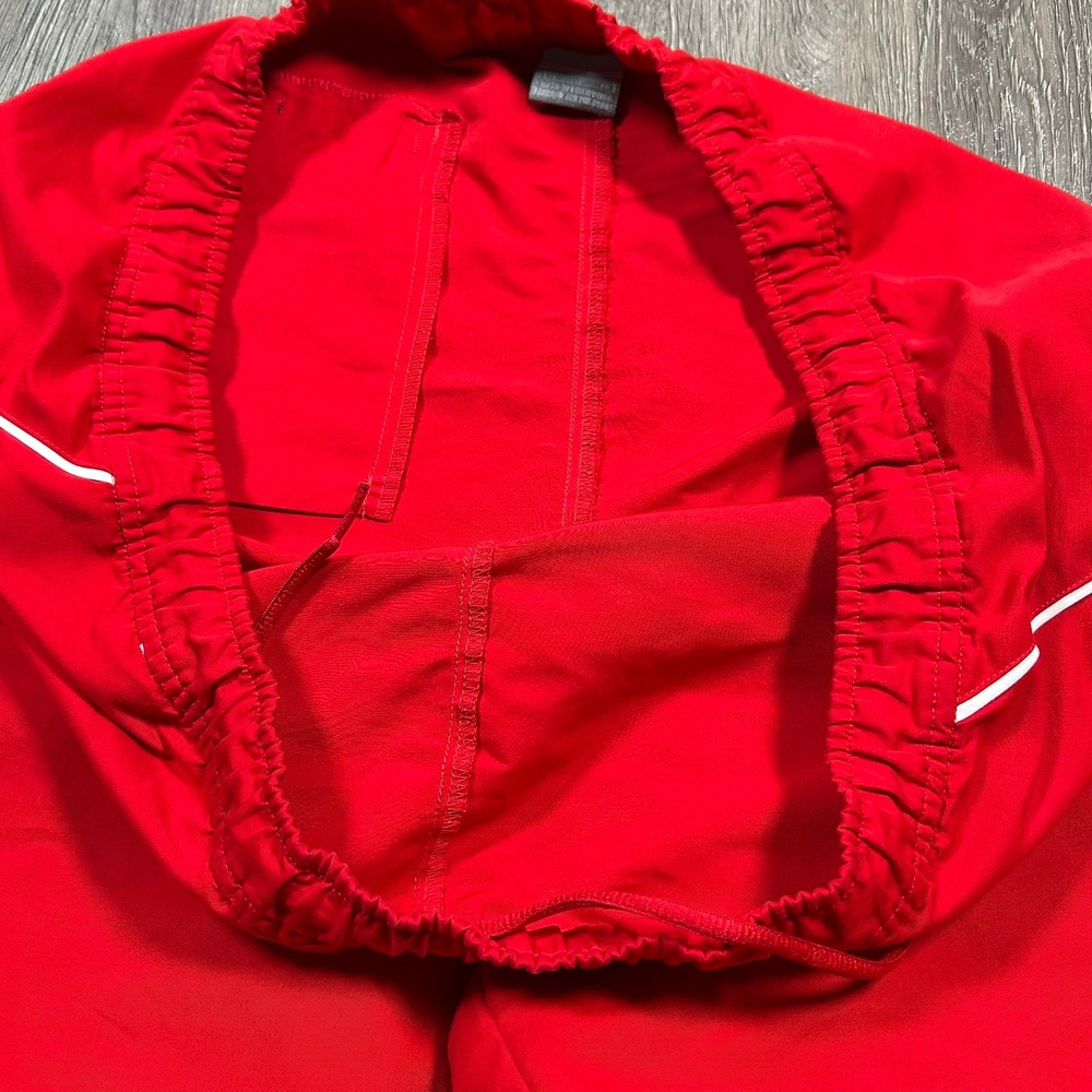 Nike Swim Trunks XL‎ Red Grey White Mesh Lined Drawstring Board Shorts Y2K Baggy - Picture 6 of 8